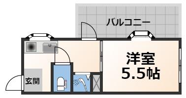 寿ビル(1K/3階)の間取り写真