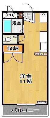 サンヒルズ(ワンルーム/2階)の間取り写真