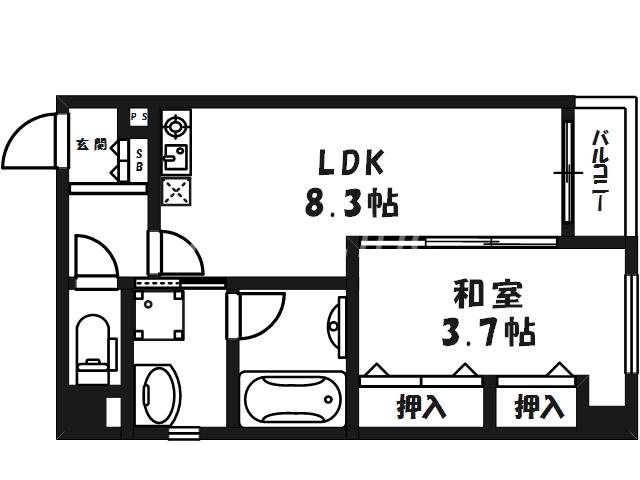 コンフォート松ヶ枝1(1LDK/3階)の間取り写真