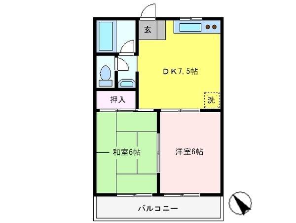 ファインライフアヴェニュー(2DK/3階)の間取り写真
