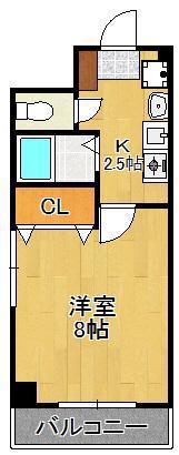 オークハイム(1K/3階)の間取り写真