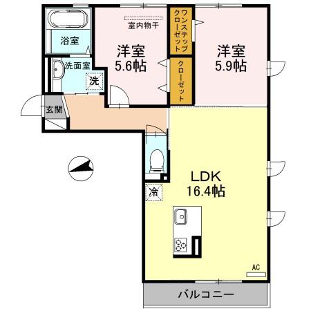 ムーラン ア ヴァン(2LDK/3階)の間取り写真