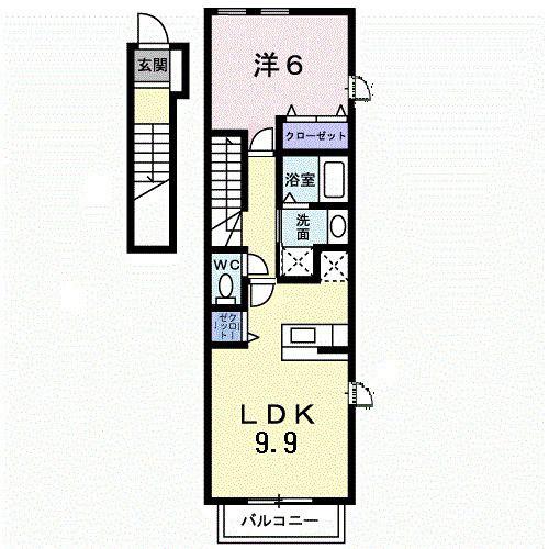 ラフィーネ(1LDK/2階)の間取り写真