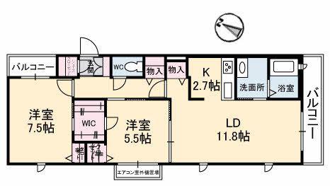 リアンファミリア五日市駅前(2LDK/3階)の間取り写真