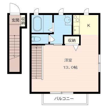フォルティス(ワンルーム/2階)の間取り写真