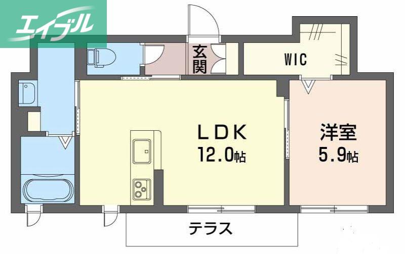 クレアージュ南方(1LDK/1階)の間取り写真