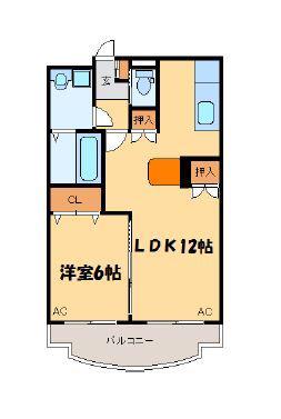 ヴェルジュ壱番館(1LDK/1階)の間取り写真