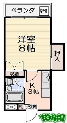 中部マンション(1K/1階)の間取り写真