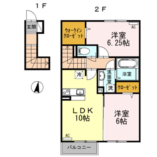 メープルハウス(2LDK/2階)の間取り写真