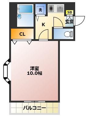 ルグラン北口(1K/2階)の間取り写真