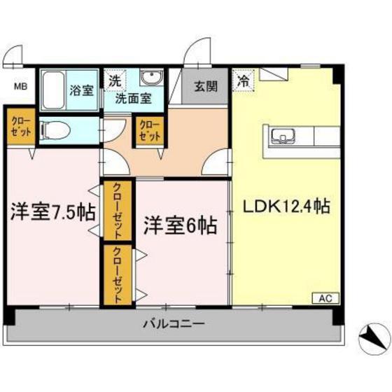 CREST TENMA(2LDK/2階)の間取り写真