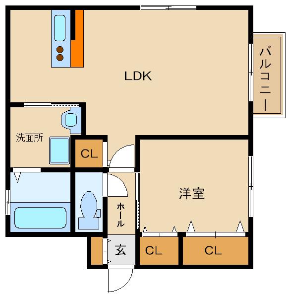 アマービレ(1LDK/1階)の間取り写真