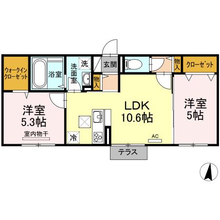 メゾンOTC(2LDK/1階)の間取り写真