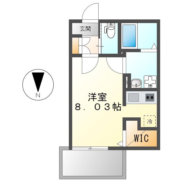 ブランシェ桜山シャンブルBRANCHE桜山CHAMBRE(ワンルーム/1階)の間取り写真