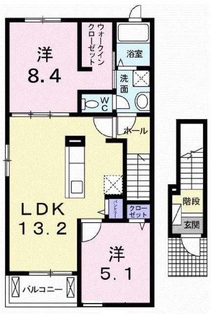 サンロード大岡 A棟(2LDK/2階)の間取り写真