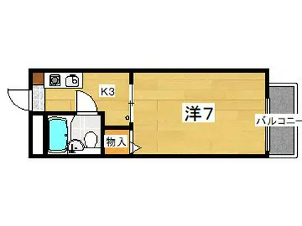 ドミール牧野(1K/1階)の間取り写真