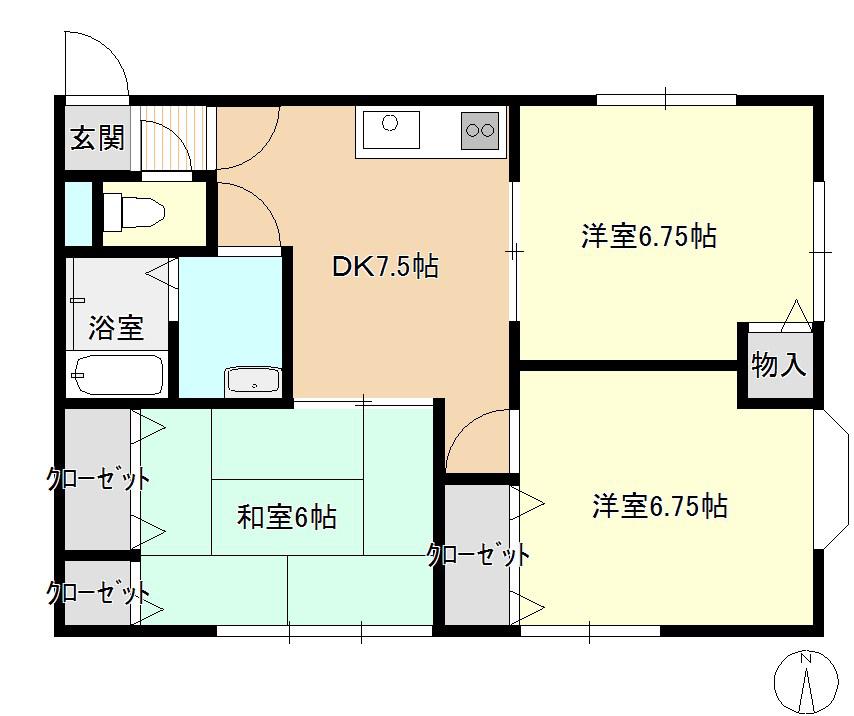 マンションルーブランB棟(2LDK/2階)の間取り写真