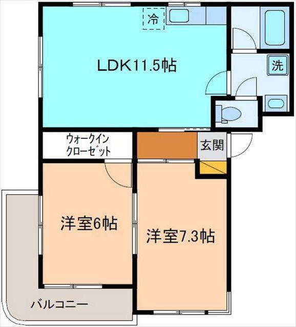 メゾン旭平(2LDK/1階)の間取り写真