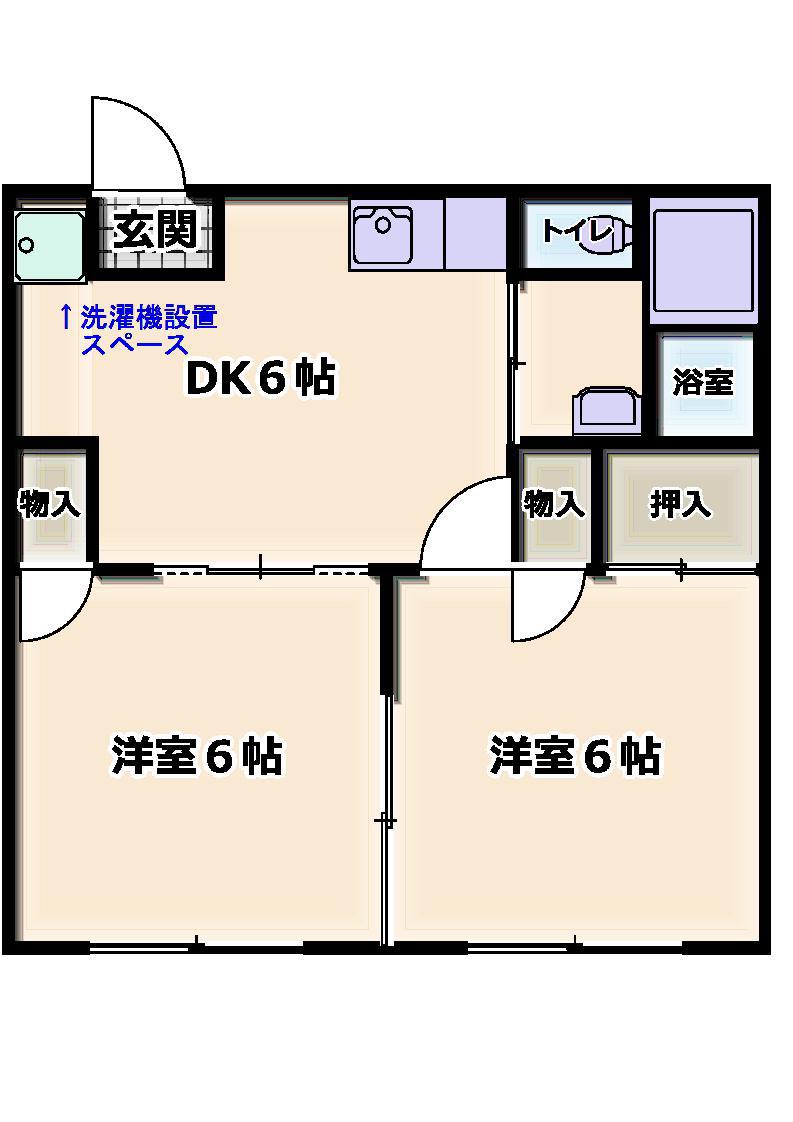 パールハイツ中妻(2DK/2階)の間取り写真