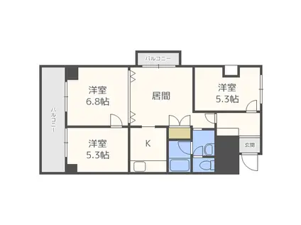 ダイアパレス琴似(3LDK/9階)の間取り写真