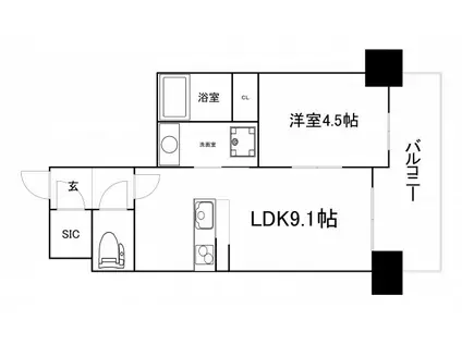 SK RESIDENCES SHINSAIBASHI 旧SK RES(1LDK/12階)の間取り写真