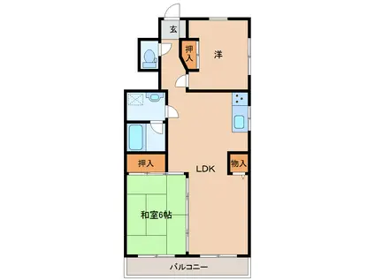 フィールドアパートメント(2LDK/2階)の間取り写真