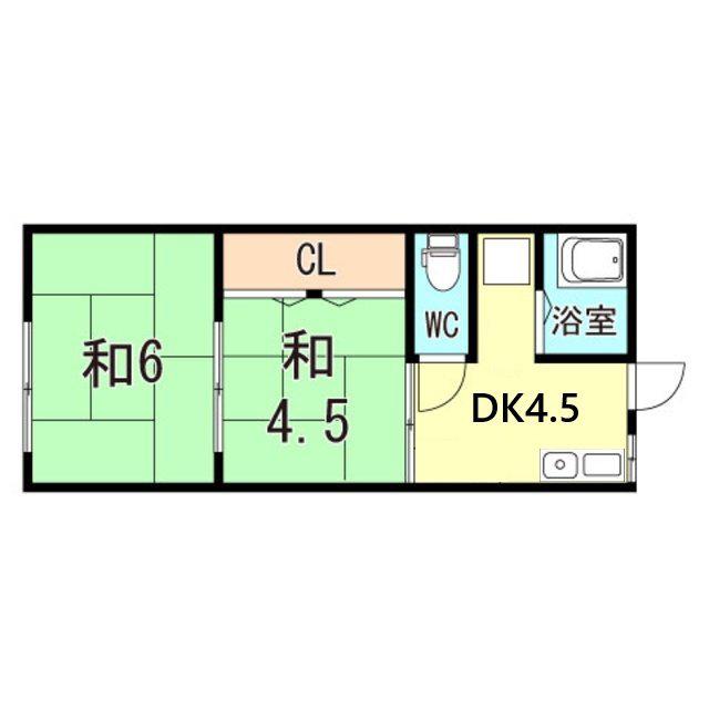 黒温荘(2DK/2階)の間取り写真