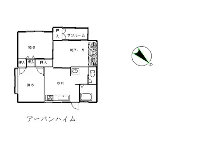 アーバンハイム(2LDK/2階)の間取り写真