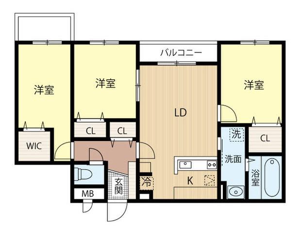 アクアトピア清田II(3LDK/3階)の間取り写真
