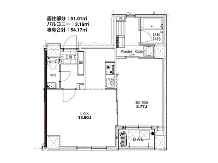 KLAS天文館(1LDK/6階)の間取り写真