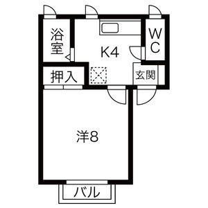 JR北上線 柳原駅(岩手) 徒歩6分 2階建 築29年(1K/2階)の間取り写真