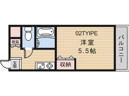 アミティカジュアル(1K/2階)の間取り写真