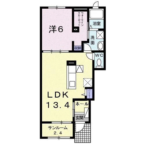 OHANA III(1LDK/1階)の間取り写真