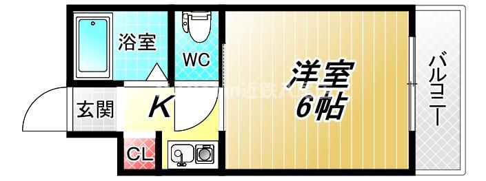 アンジュ八尾(1K/2階)の間取り写真