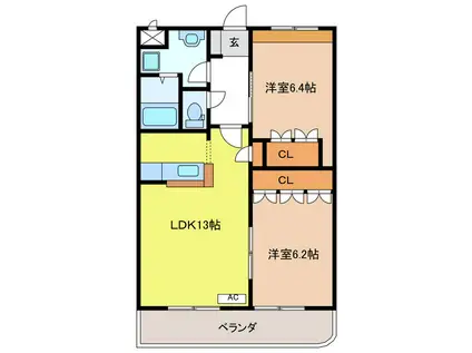 アンビエンテ(2LDK/2階)の間取り写真