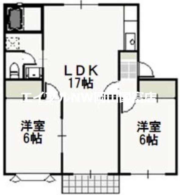 クレセント松新(2LDK/2階)の間取り写真