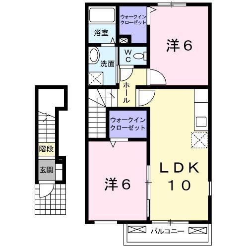 エテルノ・デーア・YK(2LDK/2階)の間取り写真