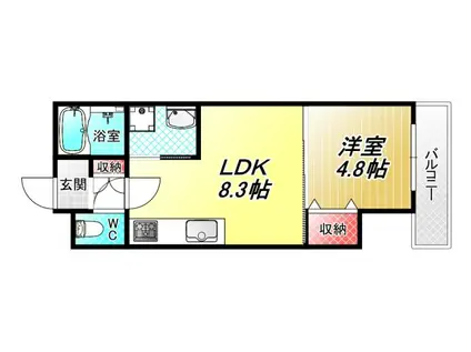 ラモーナ長瀬I(1LDK/3階)の間取り写真