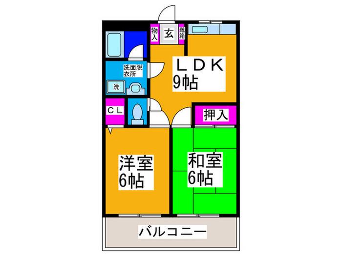 ハイツあかしあ2号館(2LDK/1階)の間取り写真