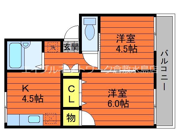 プレジール万寿東(2K/1階)の間取り写真