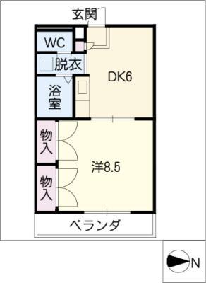 ロイヤルレジデンス(1DK/2階)の間取り写真