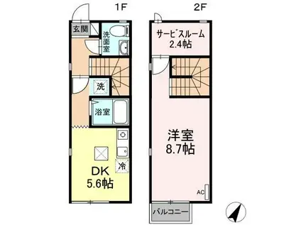 リースランドテクノG(1DK/1階)の間取り写真