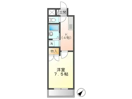 サンヒルズ八事山(1K/1階)の間取り写真