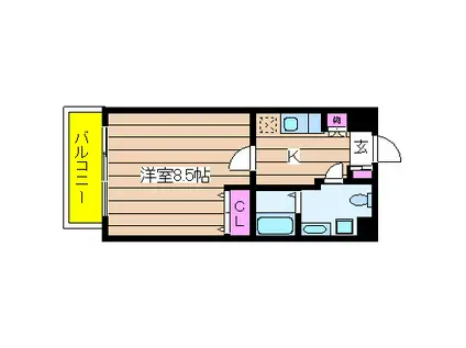 ラ・メゾンさくらII(1K/2階)の間取り写真