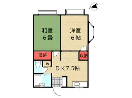 サライムα(2DK/1階)の間取り写真