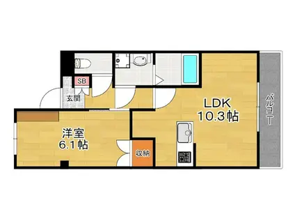 オオミネスクエア10(1LDK/1階)の間取り写真