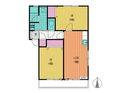 メゾンイナホA(2DK/1階)の間取り写真