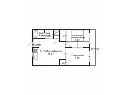 メゾンディスポワール森口(2LDK/4階)の間取り写真