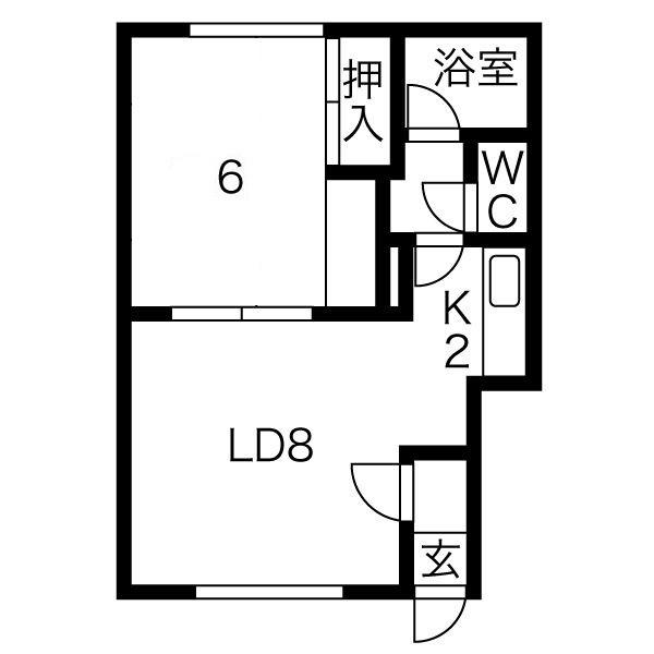 野口マンション(1LDK/2階)の間取り写真