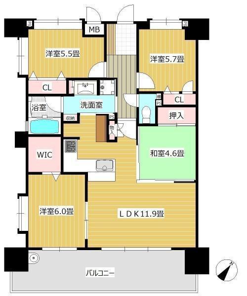 エバーライフ久留米南(4LDK/3階)の間取り写真